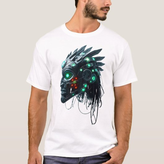 Tribal Cyborg Face Floats T-shirt (Voorkant)