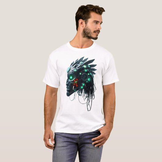 Tribal Cyborg Face Floats T-shirt (Voorkant volledig)