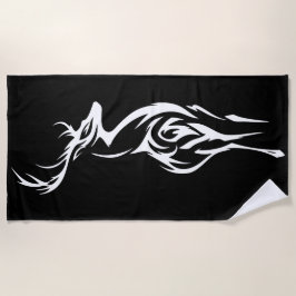 Tribal Deer Silhouette Minimal Black White Design Strandlaken