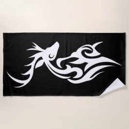 Tribal Deer Silhouette Minimal Tattoo Style Strandlaken