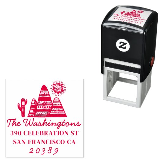 Tribal Desert Drawing Familienaam Retouradres Zelfinktende Stempel (In situ)