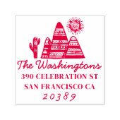 Tribal Desert Drawing Familienaam Retouradres Zelfinktende Stempel (Design)