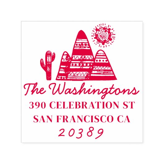 Tribal Desert Drawing Familienaam Retouradres Zelfinktende Stempel (Design)