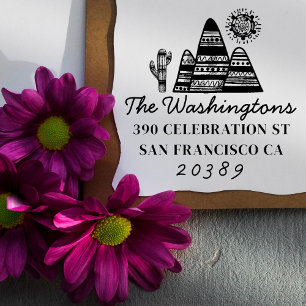 Tribal Desert Drawing Familienaam Retouradres Zelfinktende Stempel