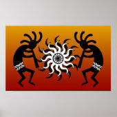 Tribal Desert Sun Southwest Design Kokopelli Poster (Voorkant)