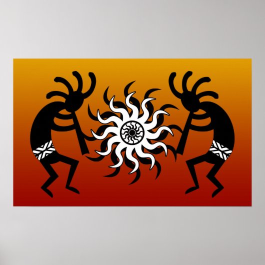 Tribal Desert Sun Southwest Design Kokopelli Poster (Voorkant)