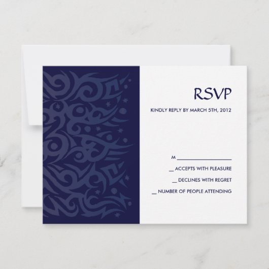 TRIBAL DESIGN Bar Bat Mitzvah Reply Card Blue RSVP Kaartje (Voorkant)