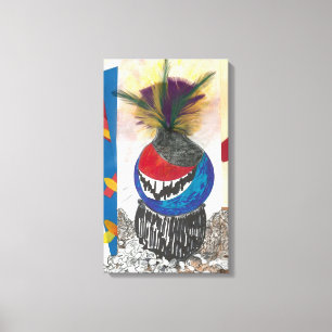 "Tribal Design Blue" - Kunstcanvas afdrukken