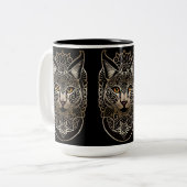 Tribal Design Gold Lynx Tweekleurige Koffiemok (Voorkant links)