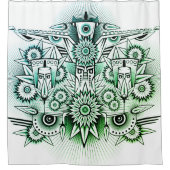 Tribal Design Groene Tint Douchegordijn (Voorkant)