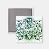 Tribal Design Groene Tint Magneet (Voorkant / Achterkant)