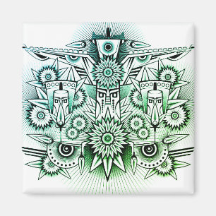 Tribal Design Groene Tint Magneet