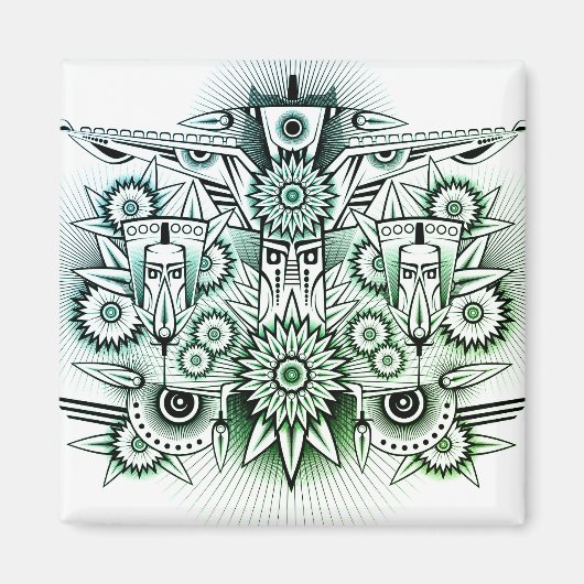 Tribal Design Groene Tint Magneet (Voorkant)