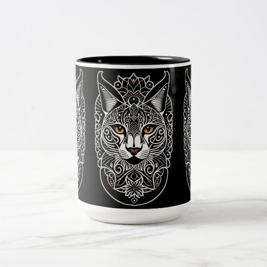 Tribal Design Lynx Tweekleurige Koffiemok (Center)