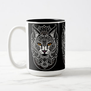 Tribal Design Lynx Tweekleurige Koffiemok
