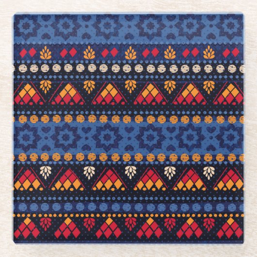 Tribal Design: Multifunctioneel naadloos patroon. Glazen Onderzetter (Voorkant)