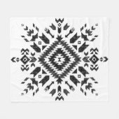 Tribal Design: Zwart Wit Hand-getrokken Fleece Deken (Voorkant (Horizontaal))