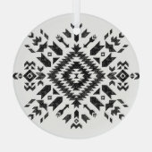 Tribal Design: Zwart Wit Hand-getrokken Glas Ornament (Achterkant)