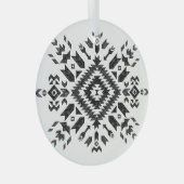 Tribal Design: Zwart Wit Hand-getrokken Glas Ornament (Voorkant Rechts)