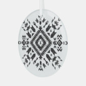 Tribal Design: Zwart Wit Hand-getrokken Glas Ornament (Voorkant links)