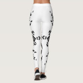 Tribal Design: Zwart Wit Hand-getrokken Leggings (Achterkant)