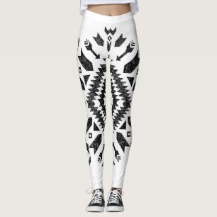 Tribal Design: Zwart Wit Hand-getrokken Leggings