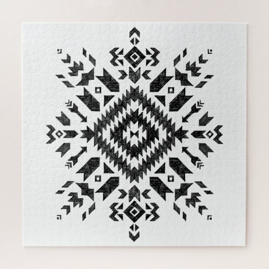 Tribal Design: Zwart Wit Hand-getrokken Legpuzzel (Horizontaal)