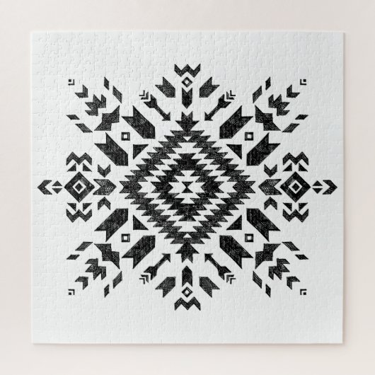 Tribal Design: Zwart Wit Hand-getrokken Legpuzzel (Verticaal)