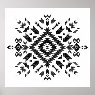 Tribal Design: Zwart Wit Hand-getrokken Poster