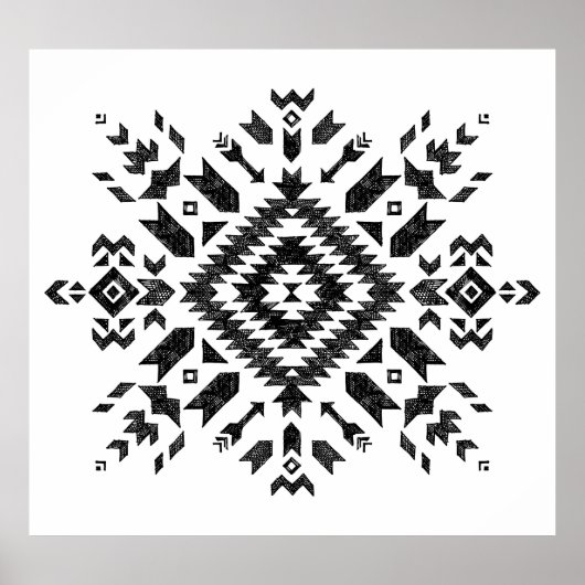Tribal Design: Zwart Wit Hand-getrokken Poster (Voorkant)