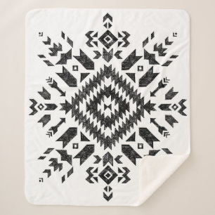 Tribal Design: Zwart Wit Hand-getrokken Sherpa Deken