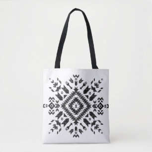 Tribal Design: Zwart Wit Hand-getrokken Tote Bag