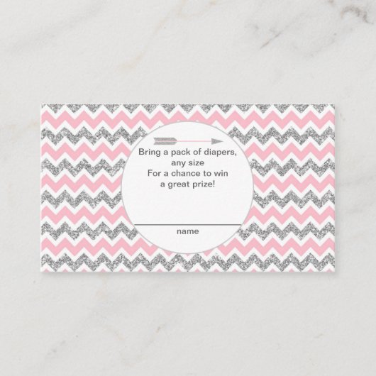 Tribal Diaper Raffle Tickets roze zilveren pow wow Informatiekaartje (Voorkant)