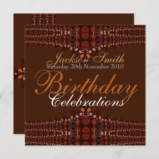 Tribal Digi Lace Verjaardag Uitnodiging (Voorkant / Achterkant)