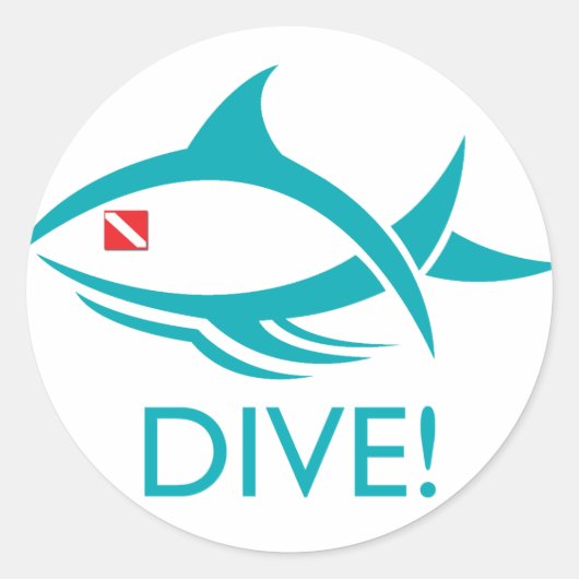 Tribal Dive Fish Ronde Sticker (Voorkant)