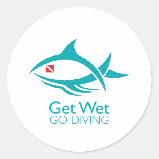 Tribal Dive Fish Ronde Sticker (Voorkant)