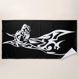 Tribal Doberman Silhouette Minimal Black White Strandlaken