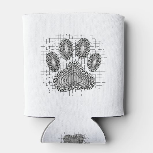 Tribal Dog Pw Druk op vervormde achtergrond Blikjeskoeler (Achterkant)
