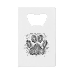 Tribal Dog Pw Druk op vervormde achtergrond Creditkaart Flessenopener