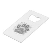 Tribal Dog Pw Druk op vervormde achtergrond Creditkaart Flessenopener (Voorkant Gekanteld)