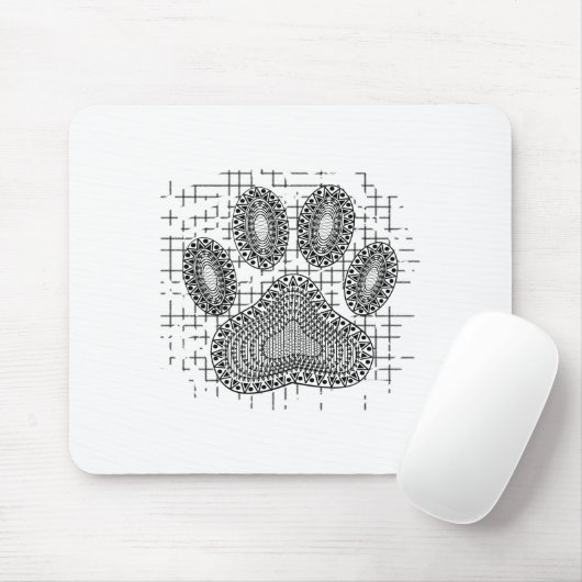Tribal Dog Pw Druk op vervormde achtergrond Muismat (Met muis)