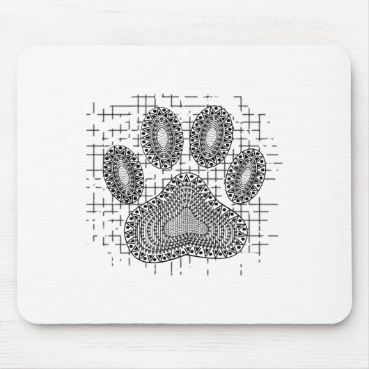 Tribal Dog Pw Druk op vervormde achtergrond Muismat (Voorkant)
