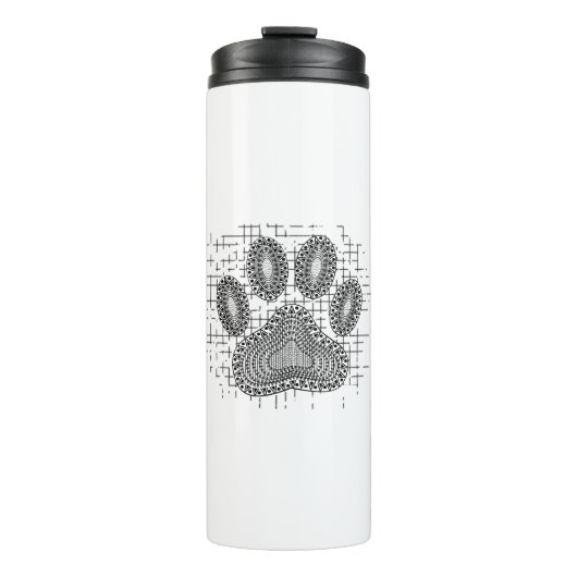 Tribal Dog Pw Druk op vervormde achtergrond Thermosbeker (Voorkant)