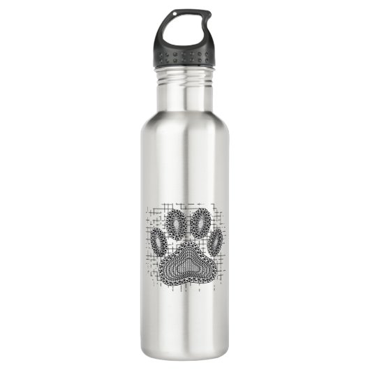 Tribal Dog Pw Druk op vervormde achtergrond Waterfles (Voorkant)