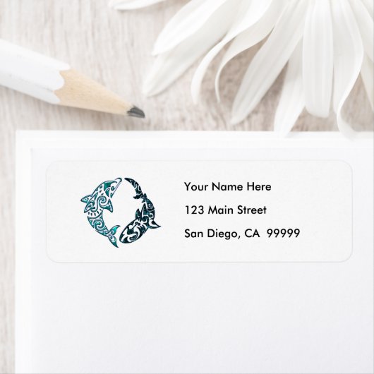 Tribal Dolphin and Shark Tattoo Etiket (Insitu)