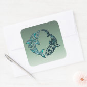 Tribal Dolphin and Shark Tattoo Vierkante Sticker (Envelop)