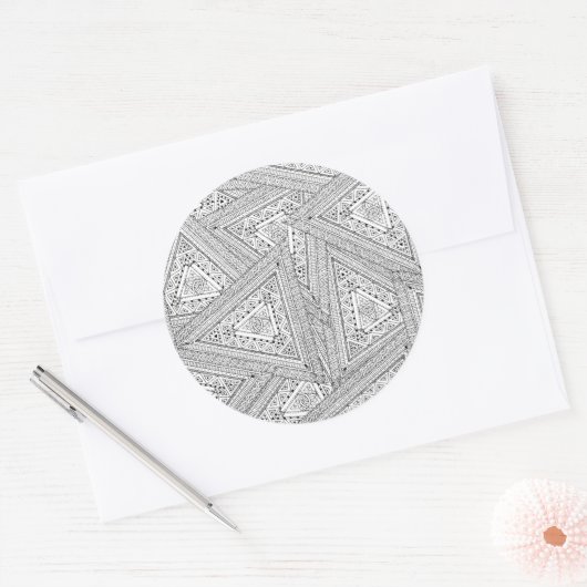 Tribal Doodle 2 Ronde Sticker (Envelop)