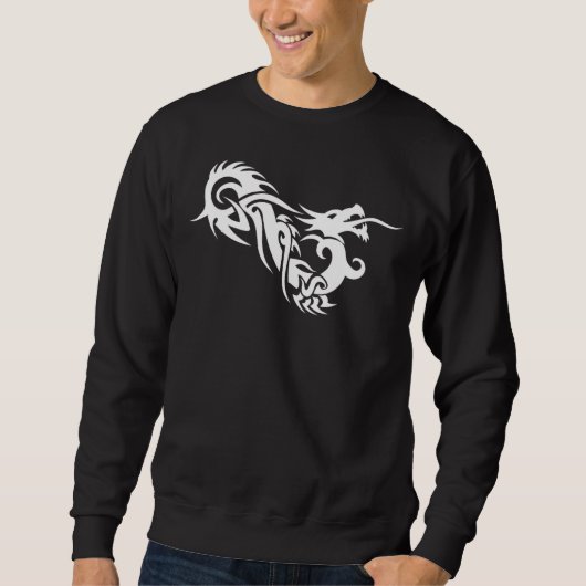 Tribal Dragon Basic Long Sleeve Dark Sweatshirt (Voorkant)