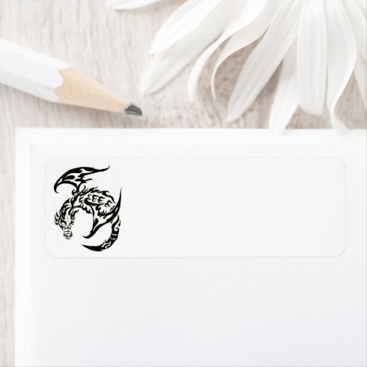 Tribal Dragon-mailinglabel Etiket (Insitu)