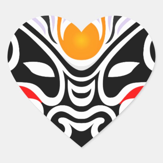 Tribal Dragon Mask Hart Sticker (Voorkant)